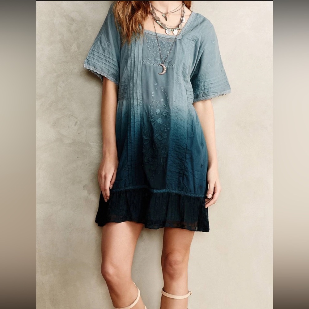 Holding Horses Ocean Dipped Tunic Dress Size X-Small ANTHROPOLOGIE  READ